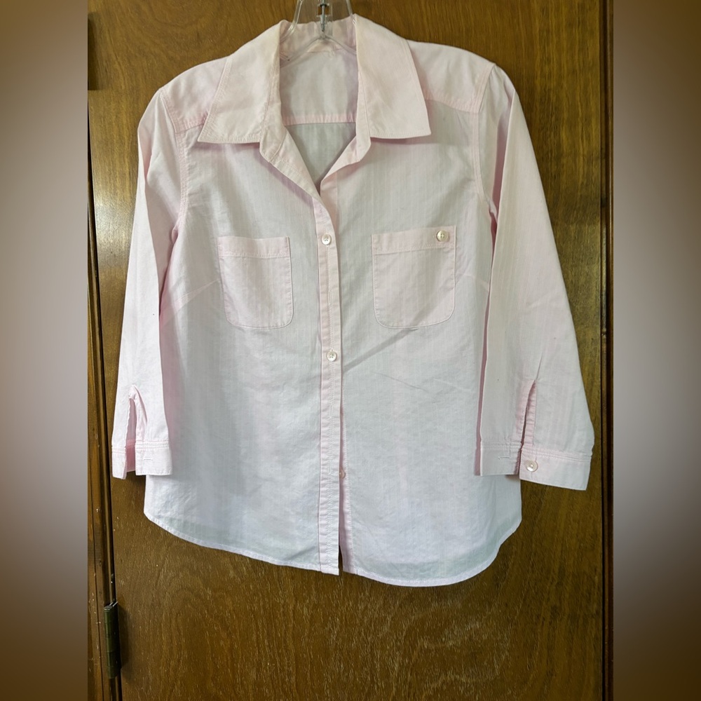 Pink Cotton Blouse size M, 3/4 length sleeves, barely worn looks like new